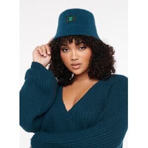 Savage X Fenty Fuzz Fit Knit Bucket Hat Blue Womens One Size